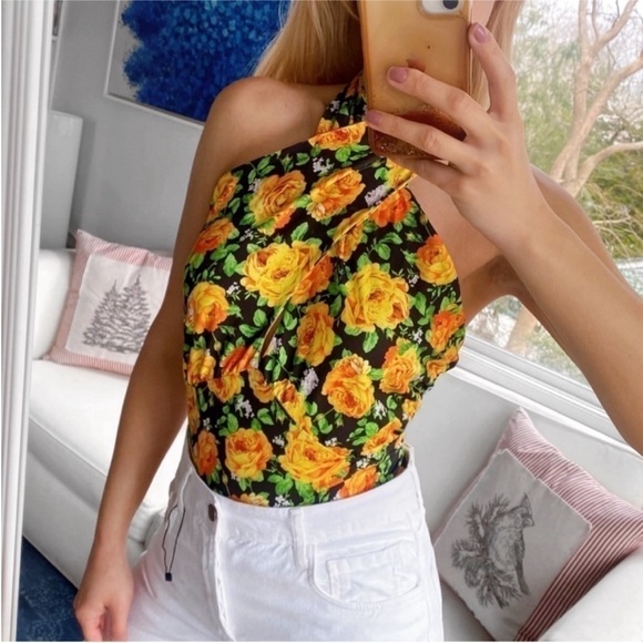 Zara woman’s floral cross Neck bodysuit top - Picture 4 of 16
